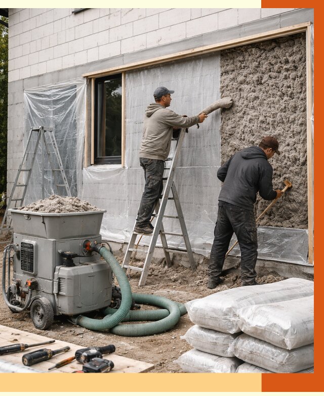 Утепление дома из газобетона эковатой в Устях-Куте от 4634 руб./м2 | ТепломастерУтк