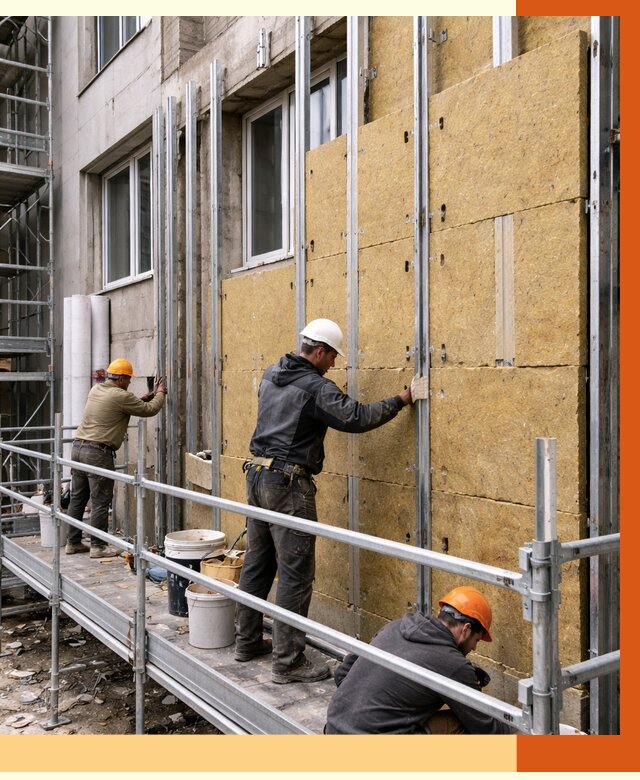 Утепление вентилируемого фасада в Устях-Куте от 5766 руб/м2 — монтаж и утепление вентфасад | ТепломастерУтк